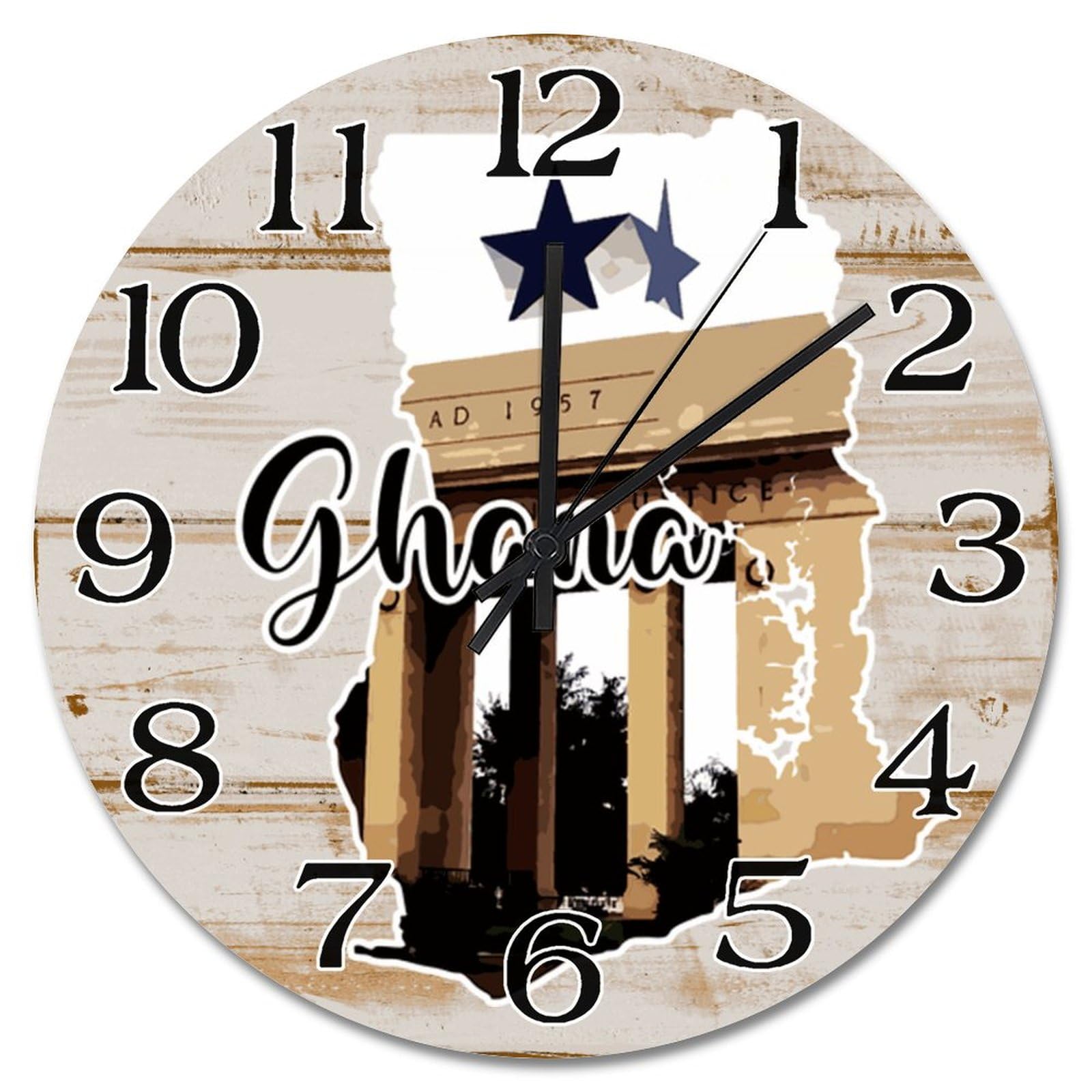 Horloge murale Ghana 30 cm paysage urbain analogique à piles