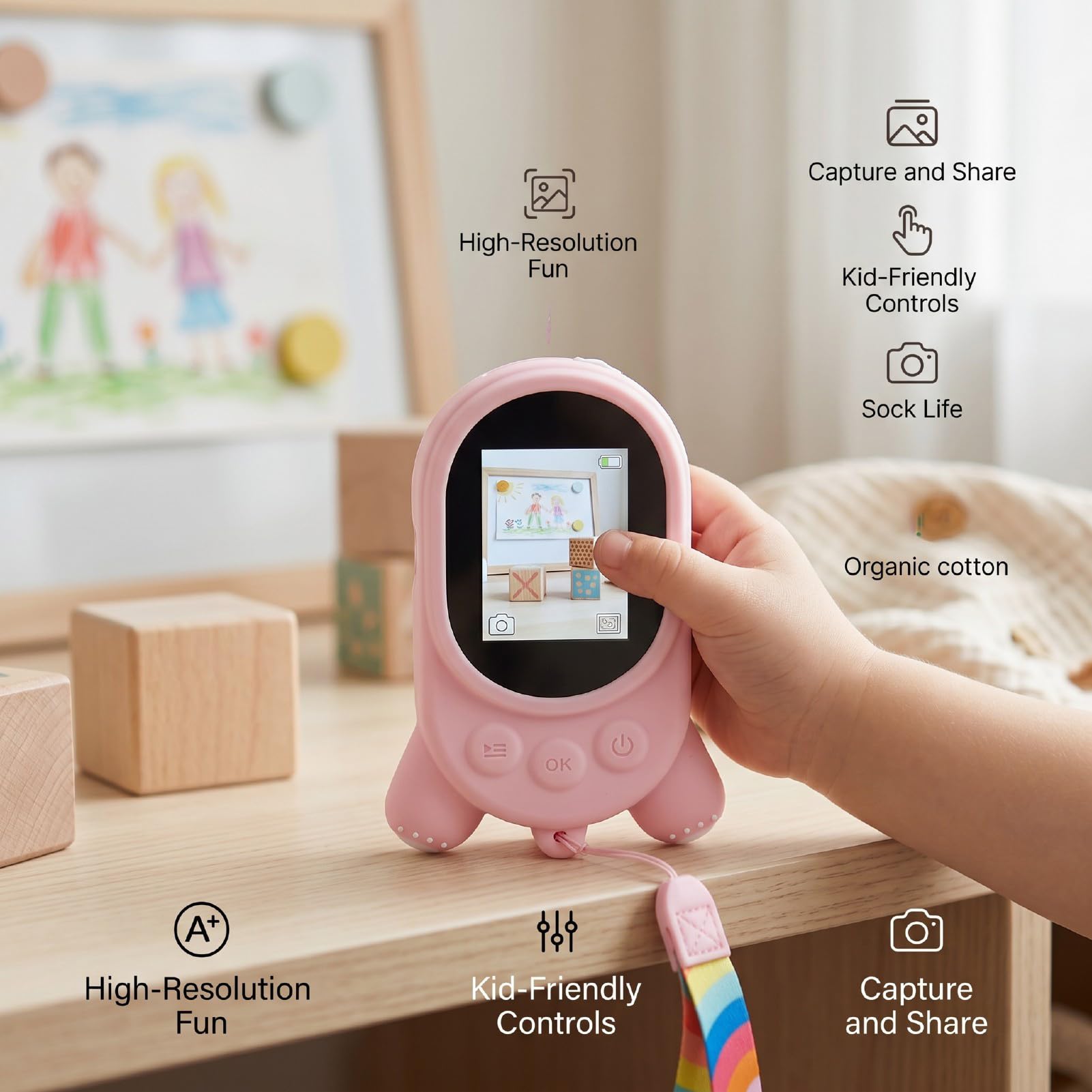 Naroote Microscopio Portatile, Microscopio Digitale con Schermo HD da 2.0 Pollici, Ingrandimento 1000x, 8 Luci LED, 3 Livelli di Luminosità Regolabili, per la Scuola all'Aperto (PINK)