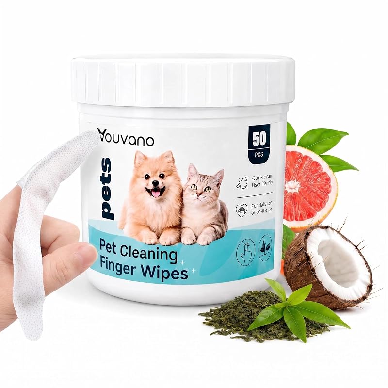 Lenços de Higiene Bucal para Cães e Gatos com Design Antideslizante Youvano, 50 unidades