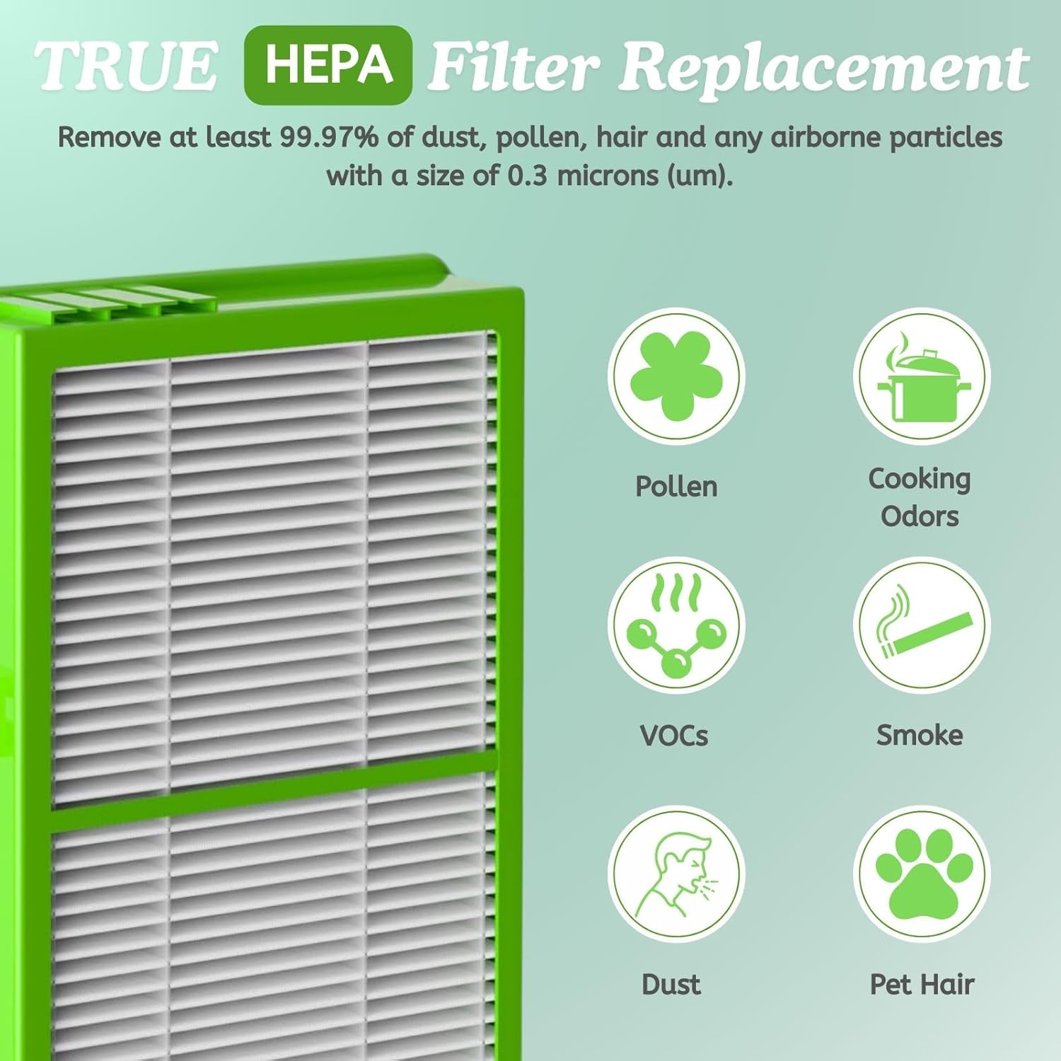 Nispira AER1 HAPF300AHD Allergan Remover Filter Replacement for Holmes Air Purifier HAPF30AT HAP242-NUC HAPF300AH-U4 HAPF300AHD-U4R True HEPA. 2 Packs - Image 6