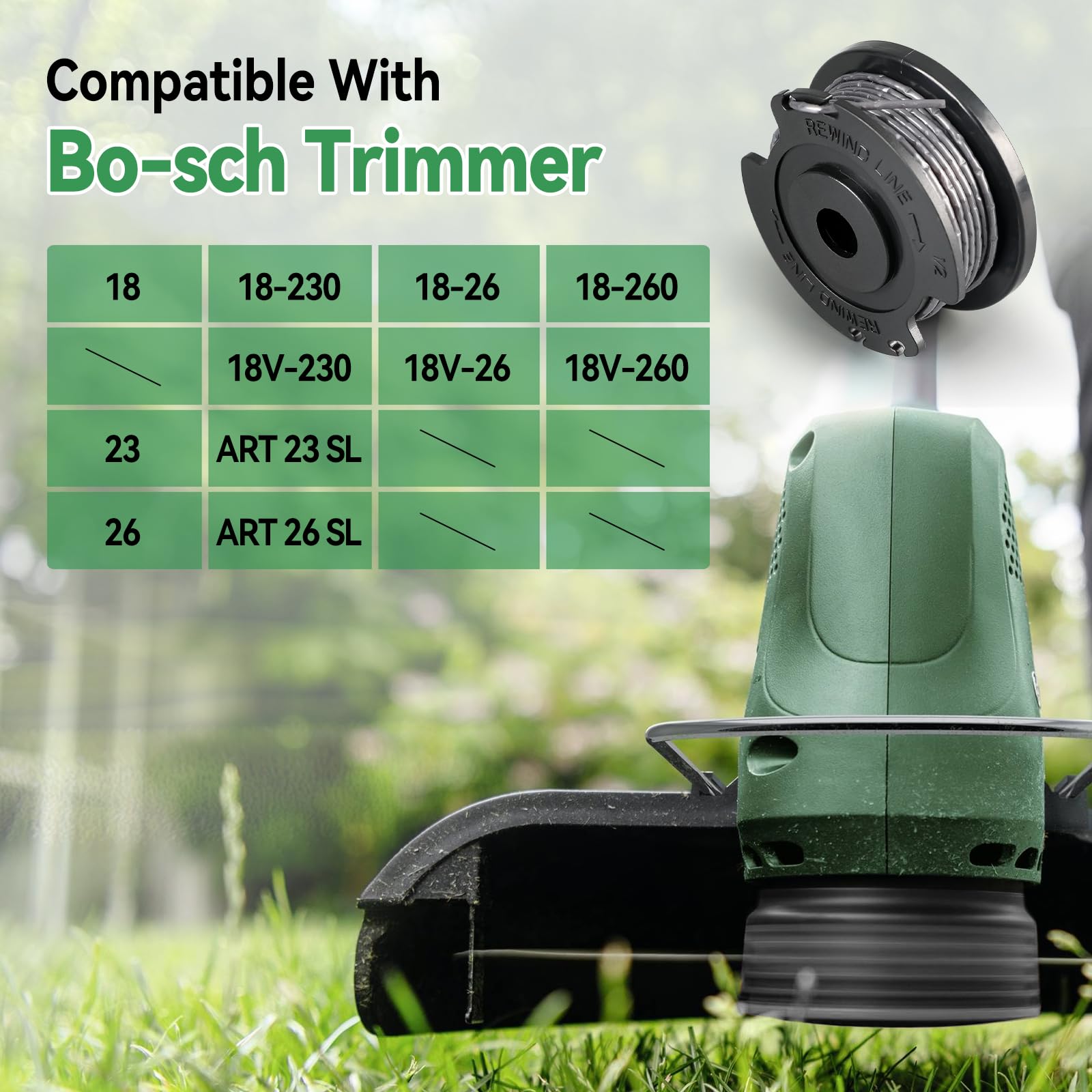 CDIYTOOL F016800569 Szpula do podkaszarki kompatybilna z Bosch ART 23 SL 26 SL, EasyGrassCut 18, 23, 26, 18-230, 18-260, 0,065"/1,65 mm, 4,9 m szpula do podkaszarki, zamiennik F016800385 (4 szt.)
