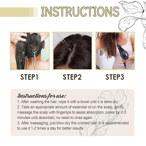 Miniatura 7 de 3 piezas de aceite natural vegano para el crecimiento del cabello, aceite vegano para el cabello, Carvenchi Natural Hair Gro, aceite de romero