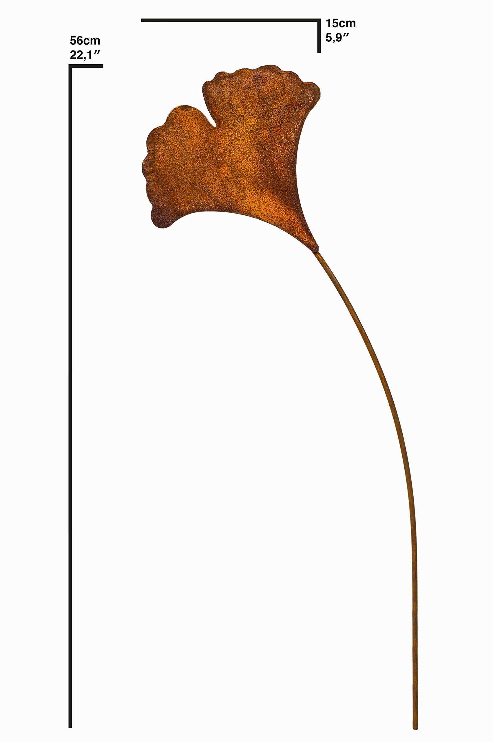 Bluemelhuber Lot de 2 piquets de jardin en forme de feuille de ginkgo Métal avec patine effet rouille Décoration de jardin