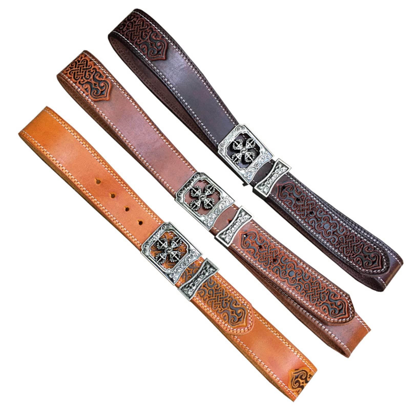 Cowgirl Western Cowgirl Country Country Fashion Style Floral Incised Incisione Full Grain Cintura in pelle genuina 38 mm per pantaloni jeans