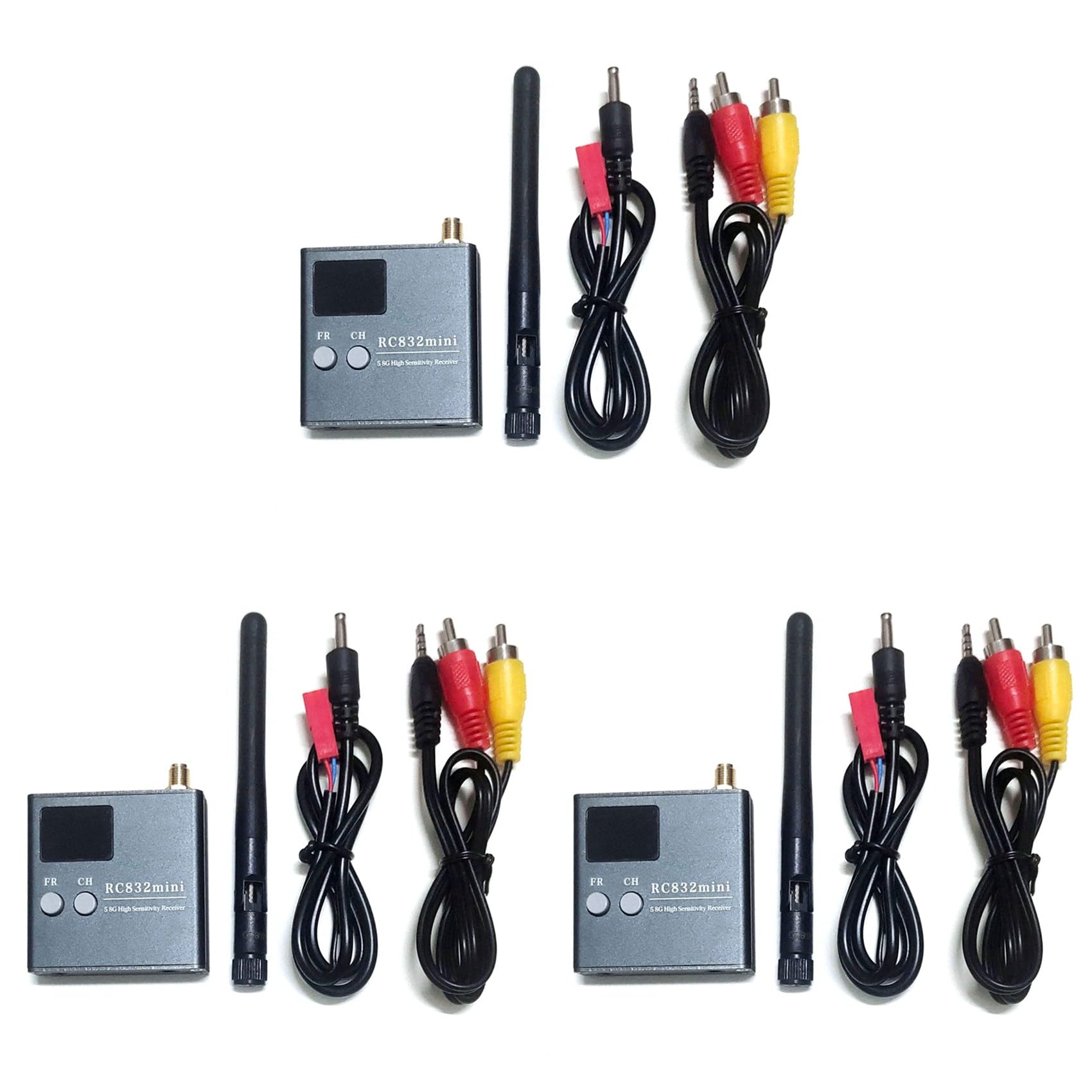 3X Ricevitore Wireless RC832Mini 4.9-5.8G 56CH Ad Alta Sensibilità con A/V e Alimentazione per Multirotore FPV