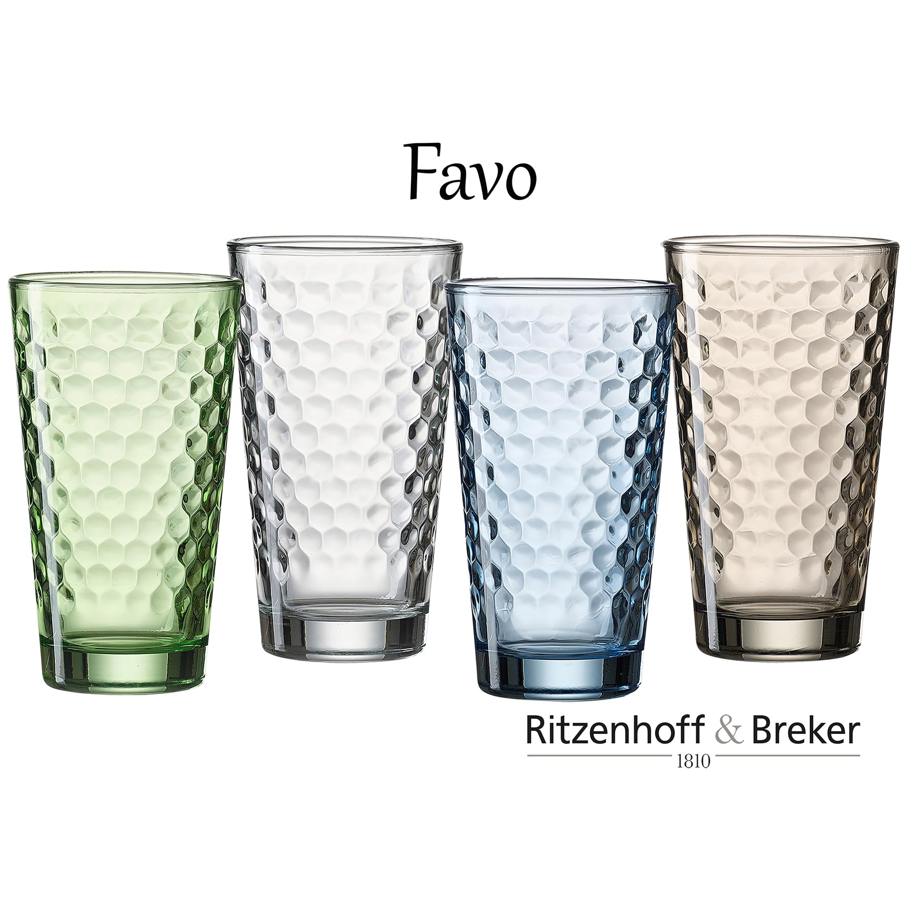 Ritzenhoff & Breker Set di bicchieri da long drink Favo, 6 pezzi, blu, vetro