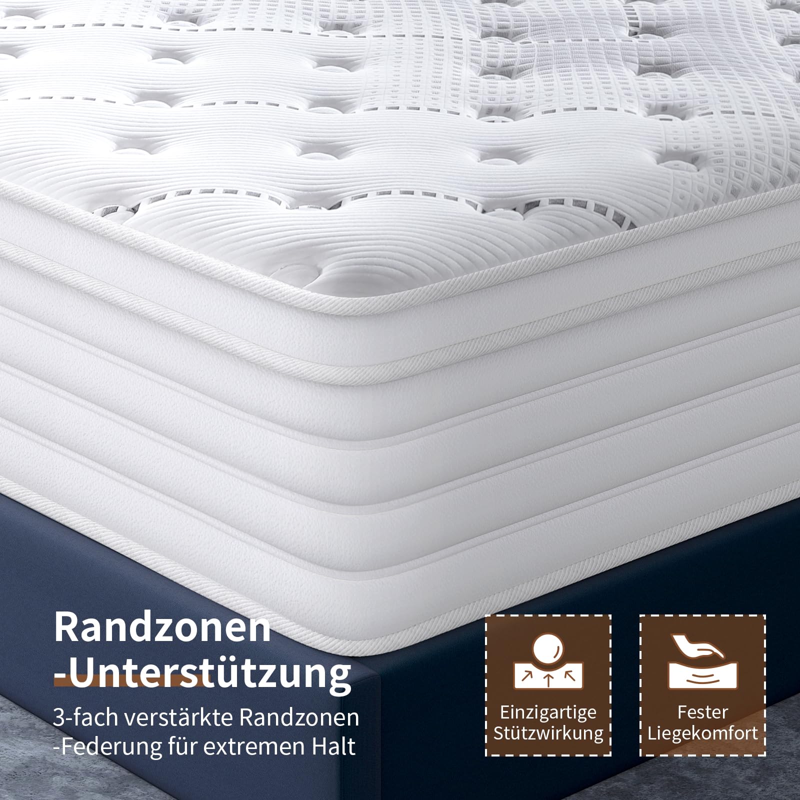 Queblox 7-Zonen Taschenfederkernmatratze 90x200cm, 28cm Höhe，Orthopädische Matratze mit Komfortschaum für erholsamen Schlaf, Bezug mit weicher Oberfläche,Oeko-TEX Zertifiziert (28cm, 90x200x28cm-NEW)