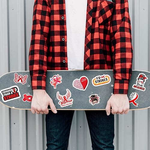 Miniatura 6 de Paquete de 50 calcomanías de sobreviviente de conciencia sobre accidentes cerebrovasculares para botellas de agua, vinilo impermeable, portátil,