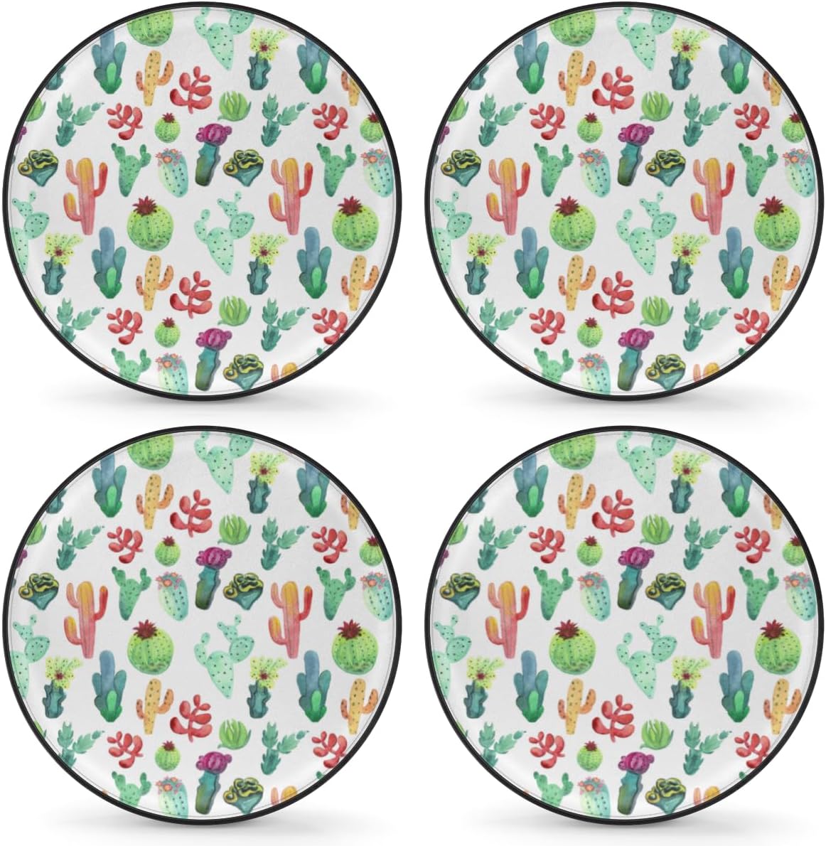 Tropical Cartoon Cactus Tire Covers Portable Spare Tire Cover Soft Durable Waterproof Dustproof Set of 4 Bags 14 Inches for Car Truck SUV Trailer Camper