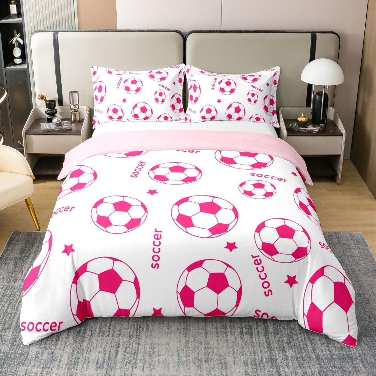 Housse de couette football coton lit simple Manfei avec taie d'oreiller étoiles