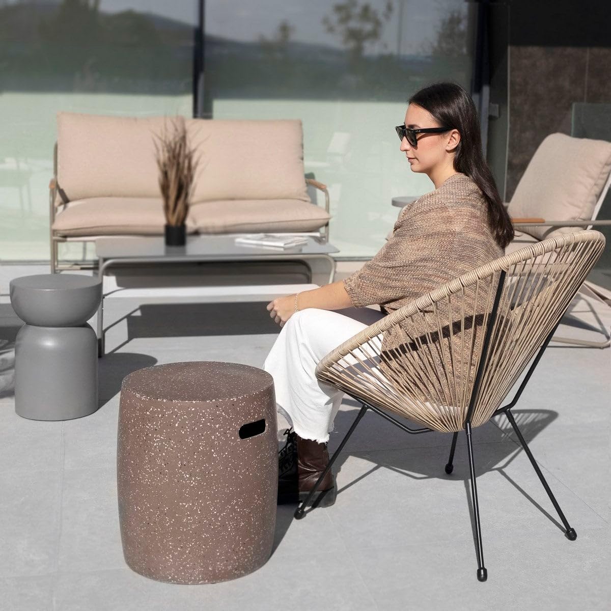 LOLAhome Sillón Acapulco para Jardín, Terraza y Exterior de Metal e Hilos de Polietileno con Topes de Goma, hasta 120kg, Interior/Exterior, 733403