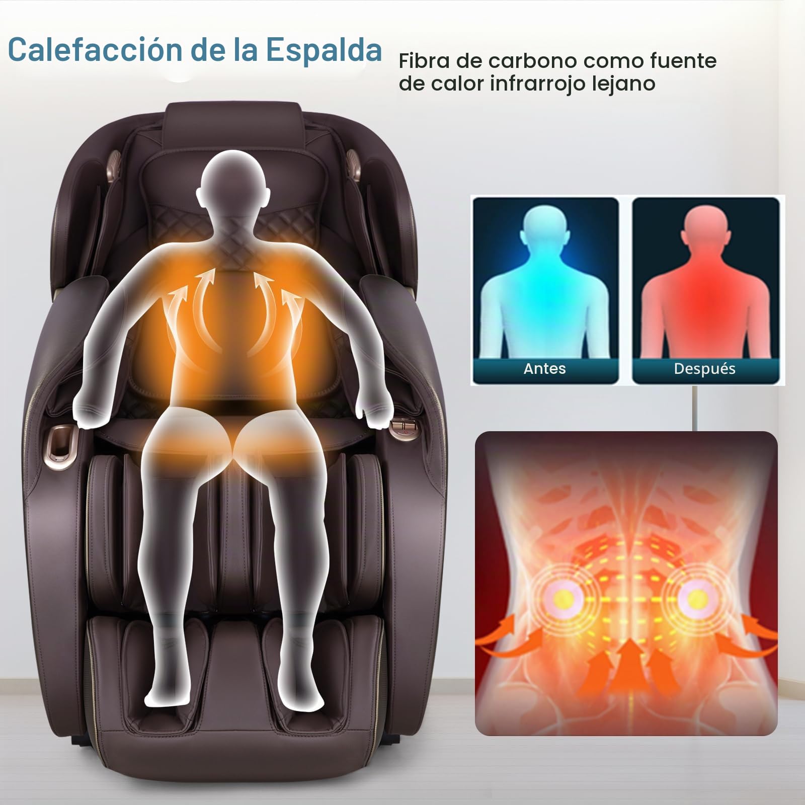GOPLUS Sillón de Masaje Eléctrico Gravedad Cero, Sillón de Masaje Shiatsu Reclinable con Track SL, Rodillo de Pies, Control de Voz, Sillón de Relajación Bluetooth para Todo el Cuerpo (Marrón)