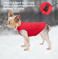Vista 3 de Abrigo de invierno para perro, chaqueta acolchada cálida para perro, chaleco impermeable con correa de anillo en D, traje de nieve para perros