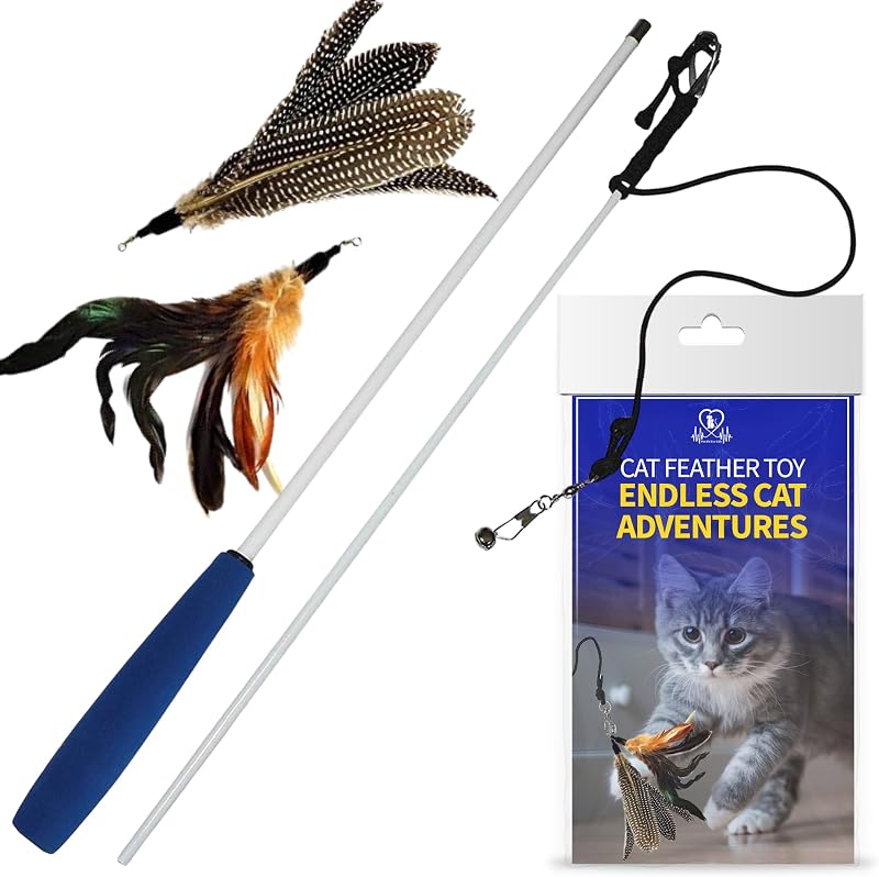 Brinquedo Varinha Interativa para Gatos Pet Fit For Life com Penas e 2 Acessórios, 76,2 cm (Marrom)