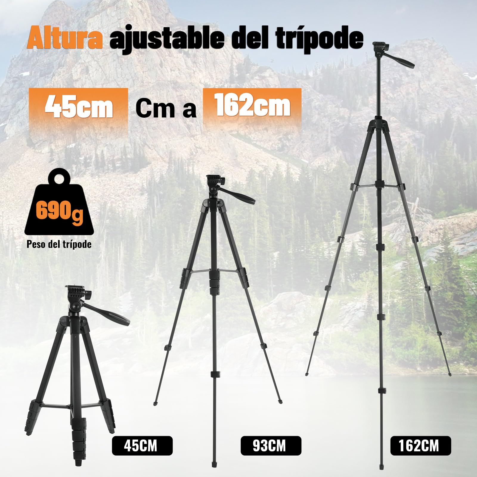 Telescopio Terrestre 20-60×82 mm HD | Prisma Porro BAK4 FMC, Ocular 27 mm, IPX7 Impermeable | Trípode + Adaptador Teléfono para Observación Aves, Caza, Tiro