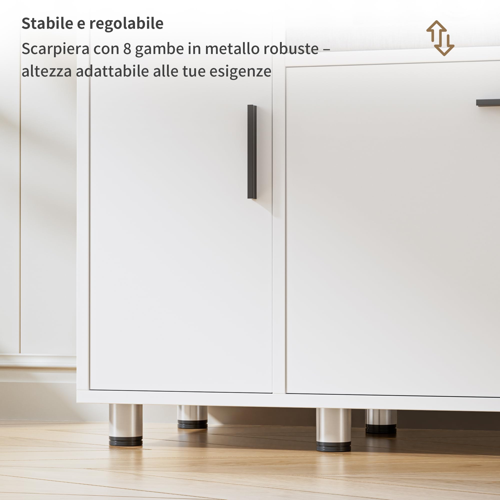 BonVache Panca Scarpiera da ingresso, altezza regolabile, organizzatore scarpe con armadio di archiviazione e 3 spazi aperti, per ingresso, corridoio, anticamera, 105 x 34 x 67 cm, Bianco