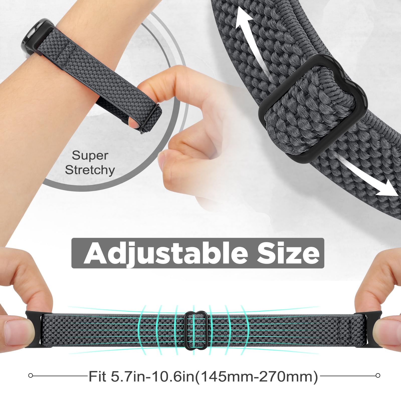 Runostrich Elastic Nylon Watch Strap Compatible with Xiaomi Smart Band 10/9/8 Sports Strap Soft Watch Band Adjustable Replacement Band for Women Men - Image 3