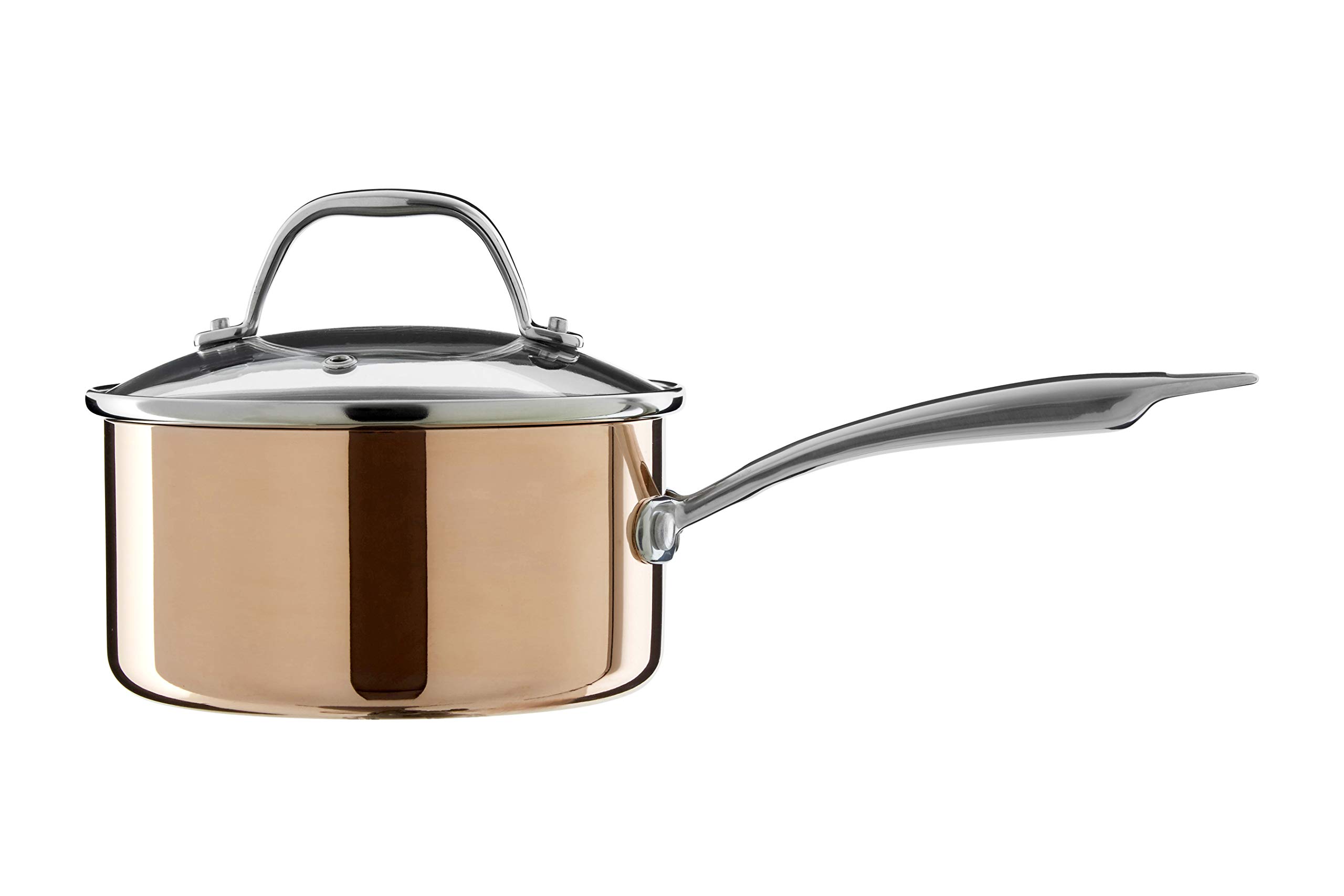Minerva Copper Finish 16cm Saucepan with Lid - Gold
