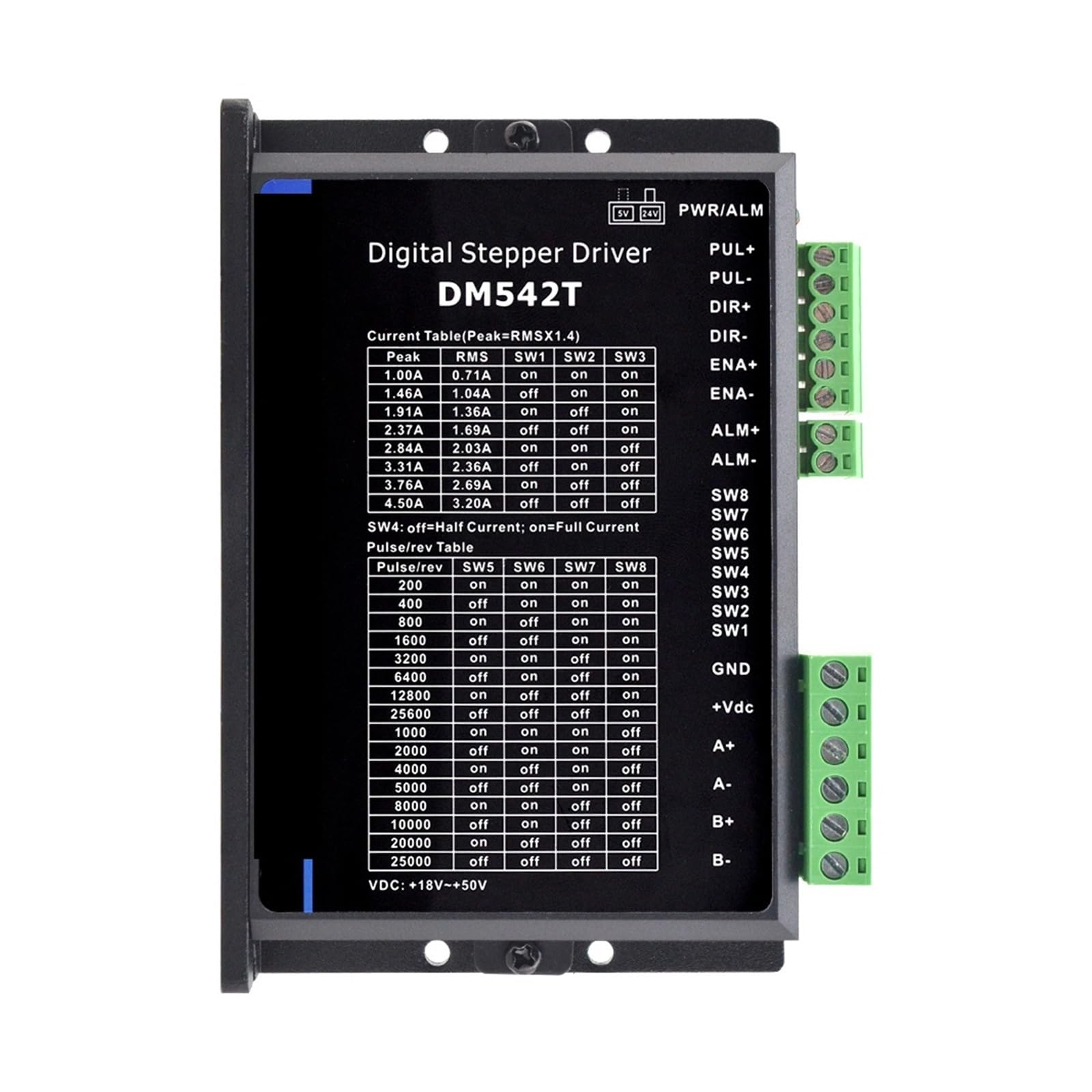 RCGKNNMUZ Stepper Motor Driver DM542T Stepper Driver 1.0-4.2A 20-50VDC 2-Phase Digital Open Loop Stepper Motor Controller Driver