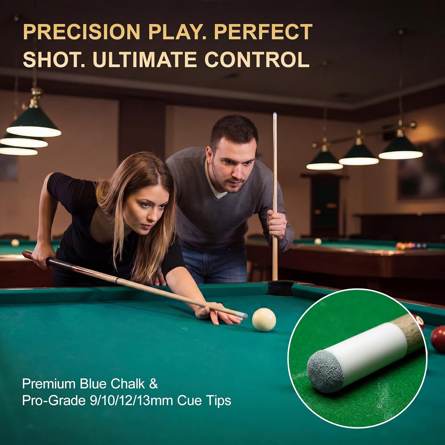 Hungdao 52 Pcs Pool Stick Accessories Set, 12 Cubes Blue Pool Cue Chalk and 40 Pcs Slip on Billiard Cue Tips Replacement Kit 4 Sizes 9mm 10mm 12mm 13mm for Clubs Bars Home Practice