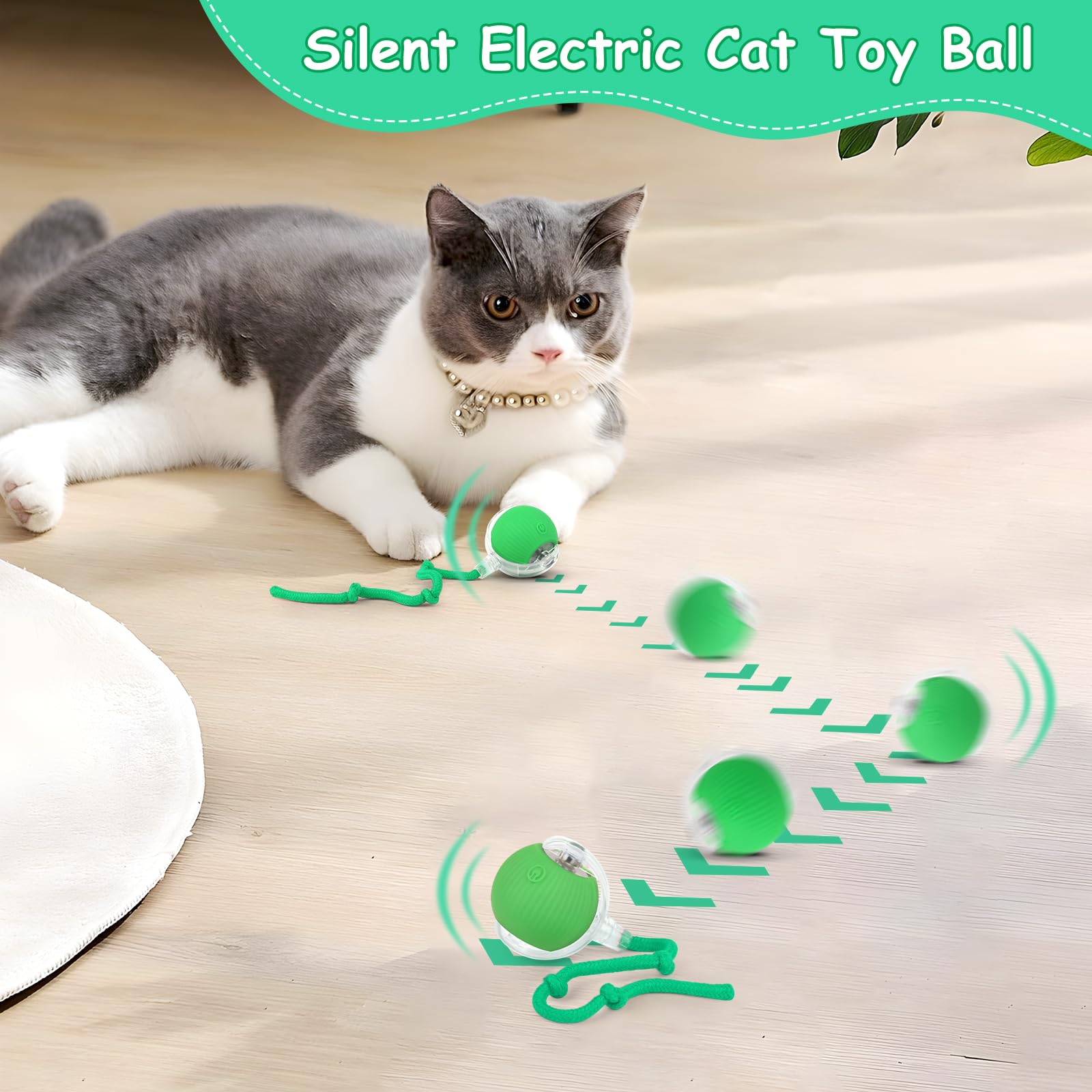 Interactieve Bal Speelgoed Voor Katten, Zelf Draaiende Rollende Ballen, Automatische 360 ° Rolling Balls Usb-oplaadbare Automatische Kat Bal, Gesimuleerde Interactieve Jacht (Blue