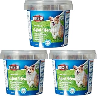 TRIXIE Mini Hearts Training Snack Canister, 200g, Dog Pack of 3