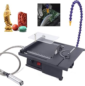 Gem Faceting Machine, 1800W Multifunctional Jade Carving Machine, 1.5-10Mm Clamping Small Grinding and Cutting Machine, 0-90 Micro Table Saw Polishing Tool220-240V for Jade, Wood Etc