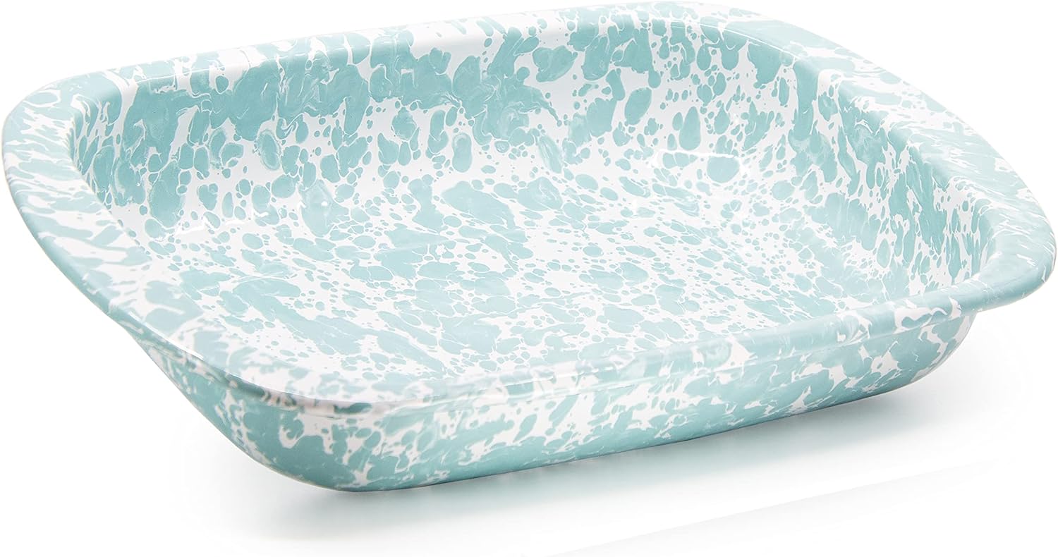 Golden Rabbit Enamelware Baking Pan, 3 quart, Red Swirl