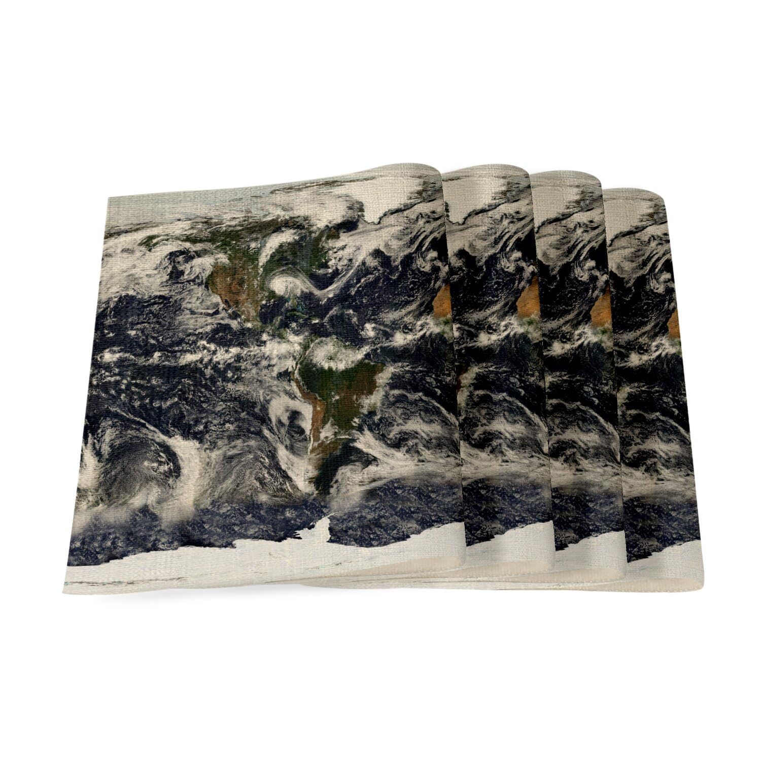 Sets de table en lin carte du monde grand format 40x28,5 cm lavables