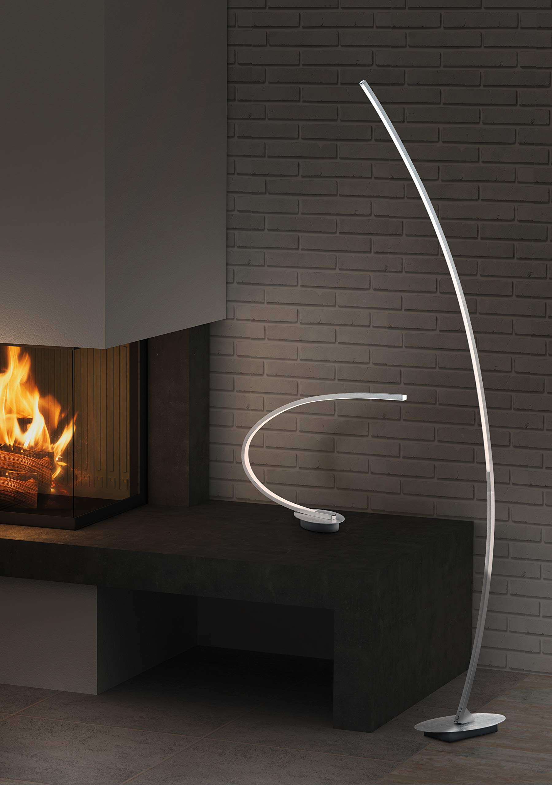 Stehleuchte Matthias in gebürstetem Aluminium, LED 11W, Tiefe: 35 cm, Höhe: 158 cm