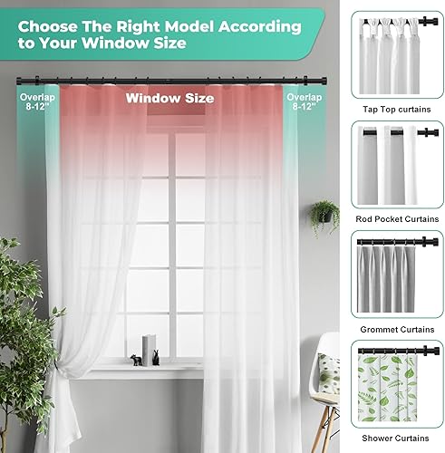 Miniatura 6 de Barras de cortina largas para ventanas de 32 a 168, barra de cortina industrial de 1 pulgada, barras de cortina rústicas negras para dormitorio,