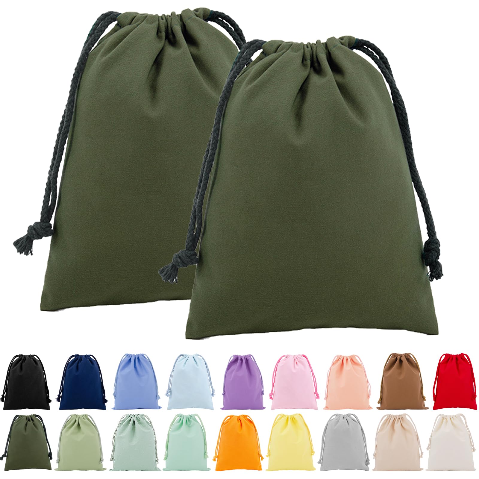 【即購入OK♥】巾着袋 収納袋 (2枚セット) 巾着 ギフトバッグ 小物入れ Amazon | FINGOOO 巾着袋 2枚セット 収納袋 無地 帆布 ギフト