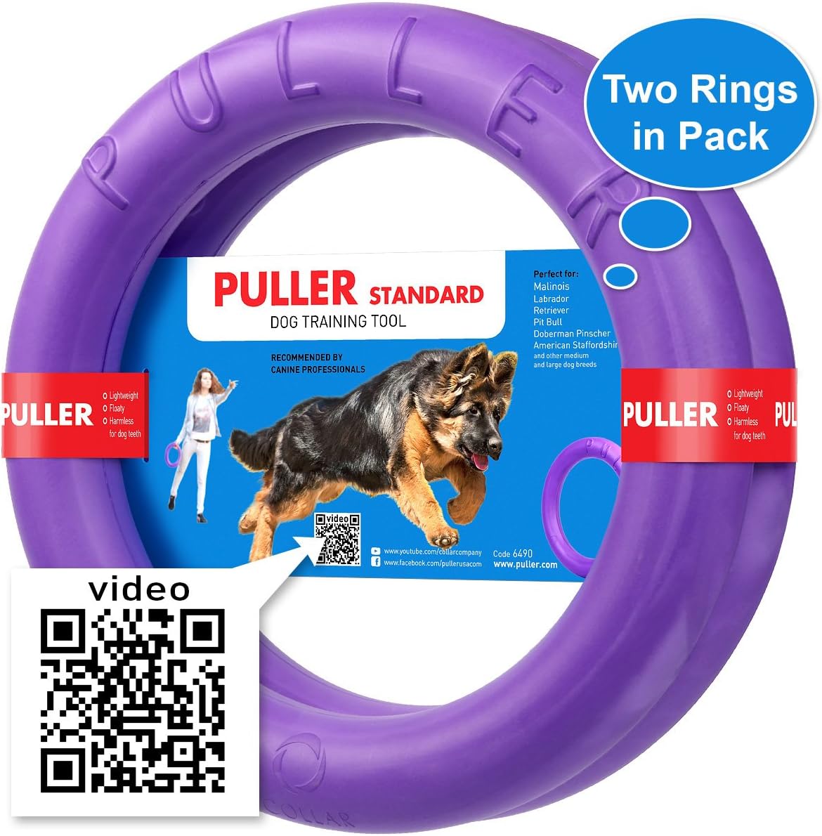 New Version 2018 Dog Training Tools - K9 Training Equipment and Bonus - Large Medium K9 Dog Training tool - Real physical and emotional load your dog - Set 2 Rings by Puller Plus - Size 11.2 inches