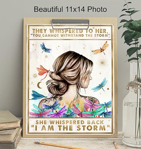 Miniatura 3 de Motivational Boho Wall Art LARGE 11x14 - She Whispered Back I Am The Storm - Positive Quotes Wall Decor - Inspirational Poster - Encouragement Gifts