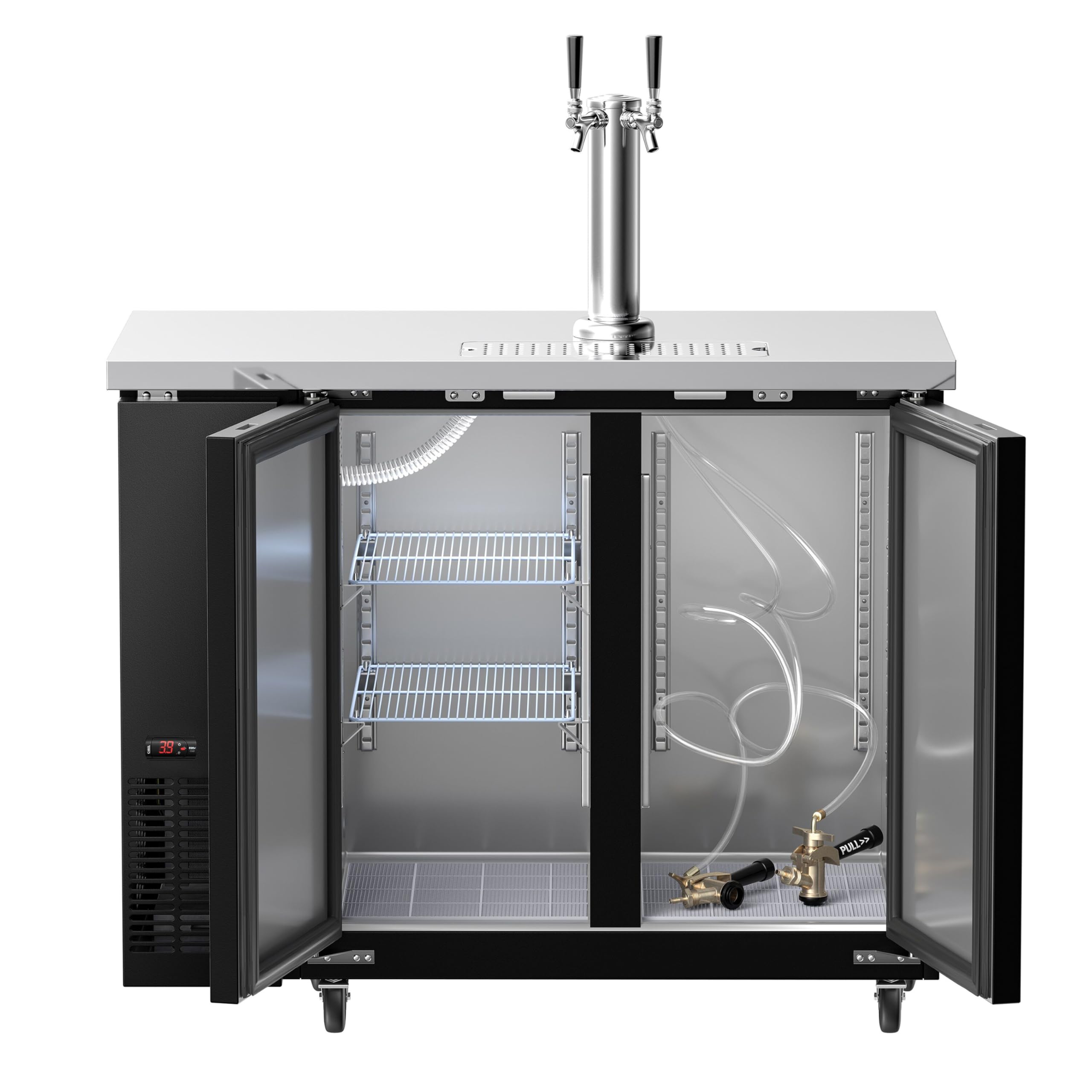 GGM Gastro | BKZG1269N | Bierkühler mit Zapfhahn - 2x 50 Liter Fässer - 1240x620mm