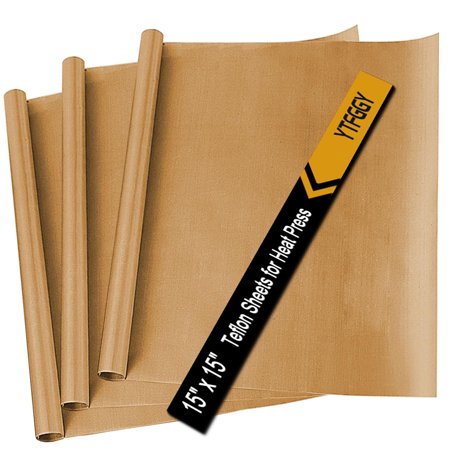 Teflon Sheets for Heat Press 15x15" - YTFGGY Non Stick Transfer PTFE Sheet, Reusable Heat Resistant Craft Mat (3Pack)