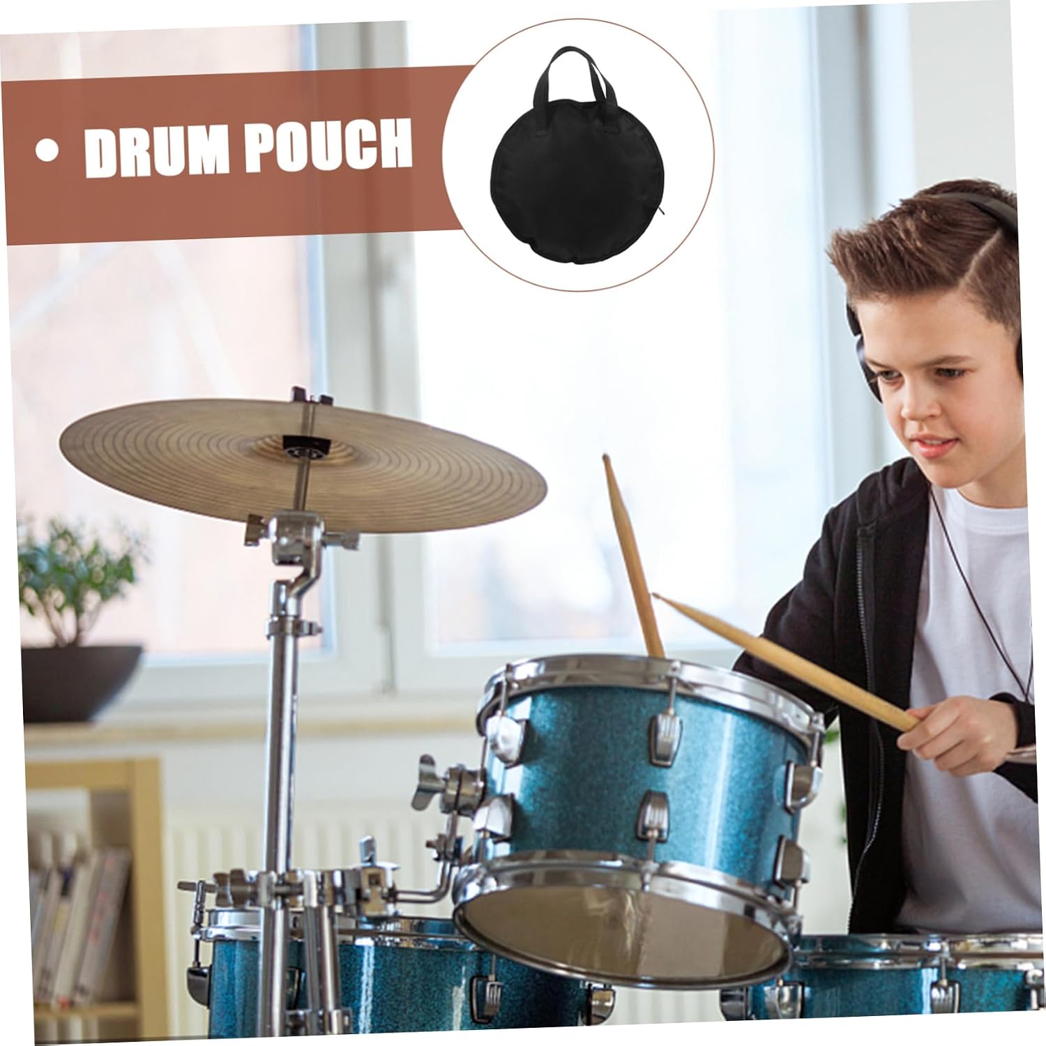Black Portable Waterproof Dumb Drum Storage Bag Oxford Cloth 12 Inch image 4