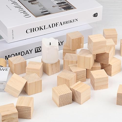 Miniatura 4 de Paquete de 150 bloques de madera para manualidades, cubos de madera de pino de 1.2 pulgadas, cubos de madera de 1.2 x 1.2 x 1.2 in para pintura,
