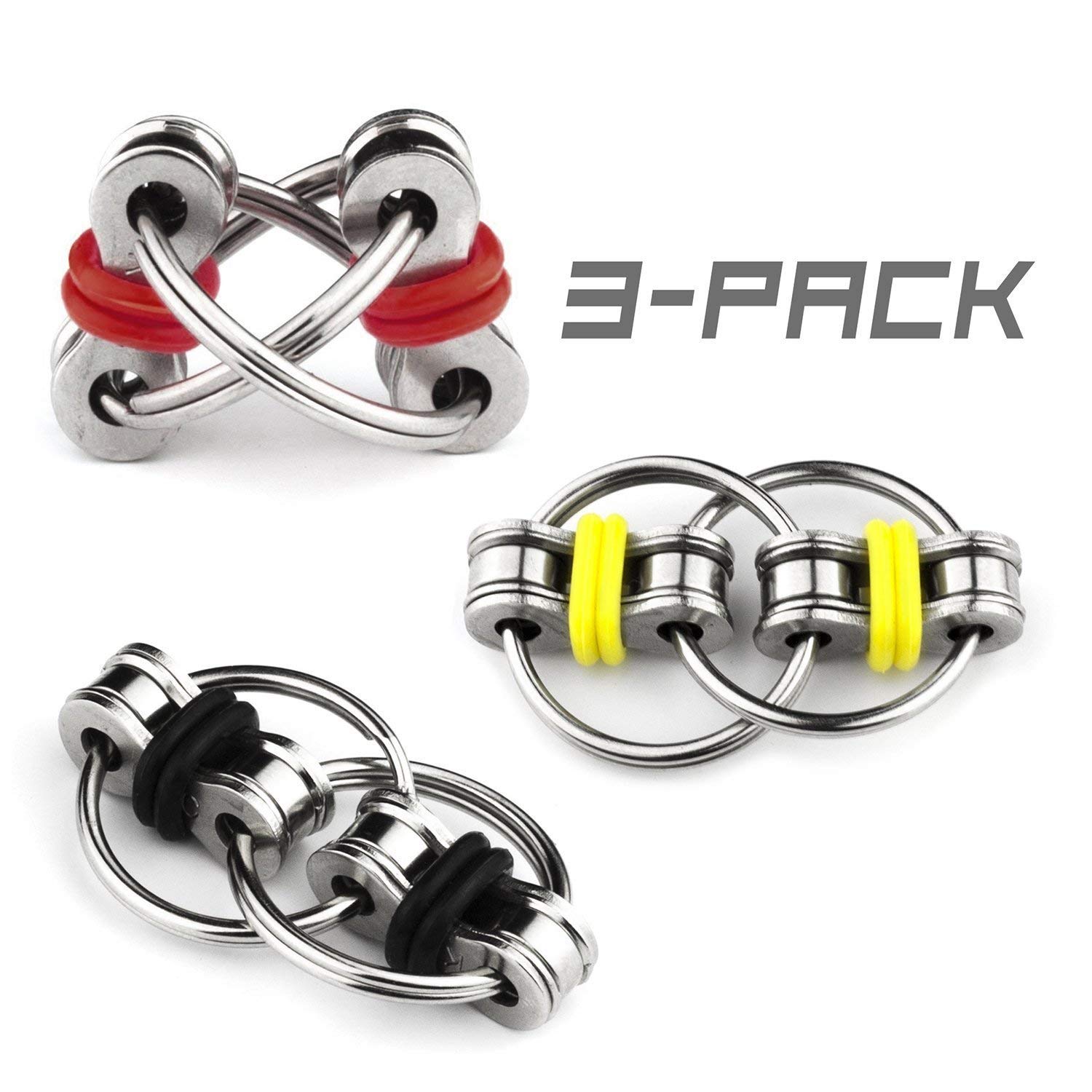 CaLeQiFlippy Chain Fidget Toy Relieves Stress Reducer, ADHD, Anxiety, and Autism (3 Pack)