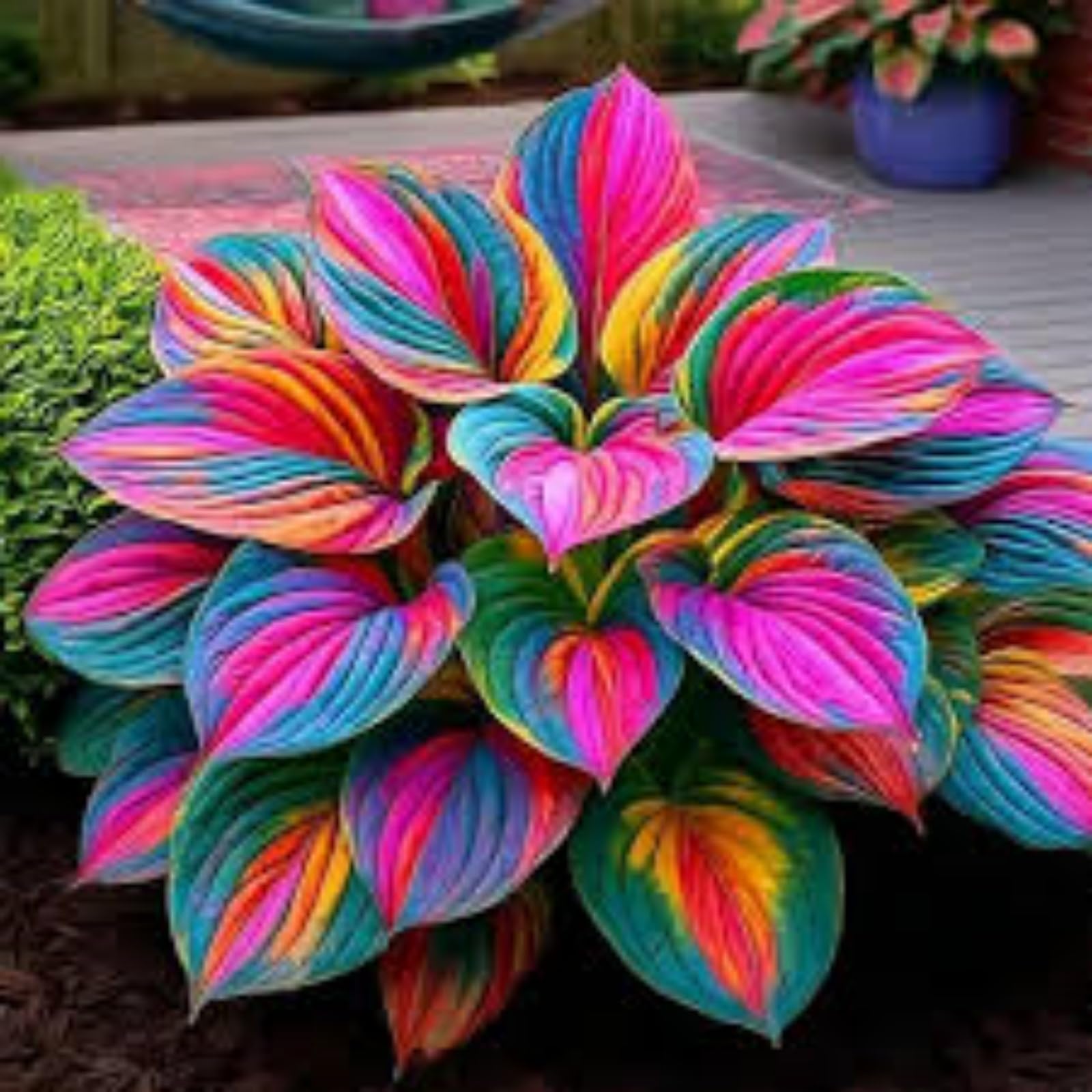Hostas Plants for Sale,Golden Jade Carving Feels Beautiful,Hostas Mix,Good for Containers-6 Bulbs-Rainbow-D