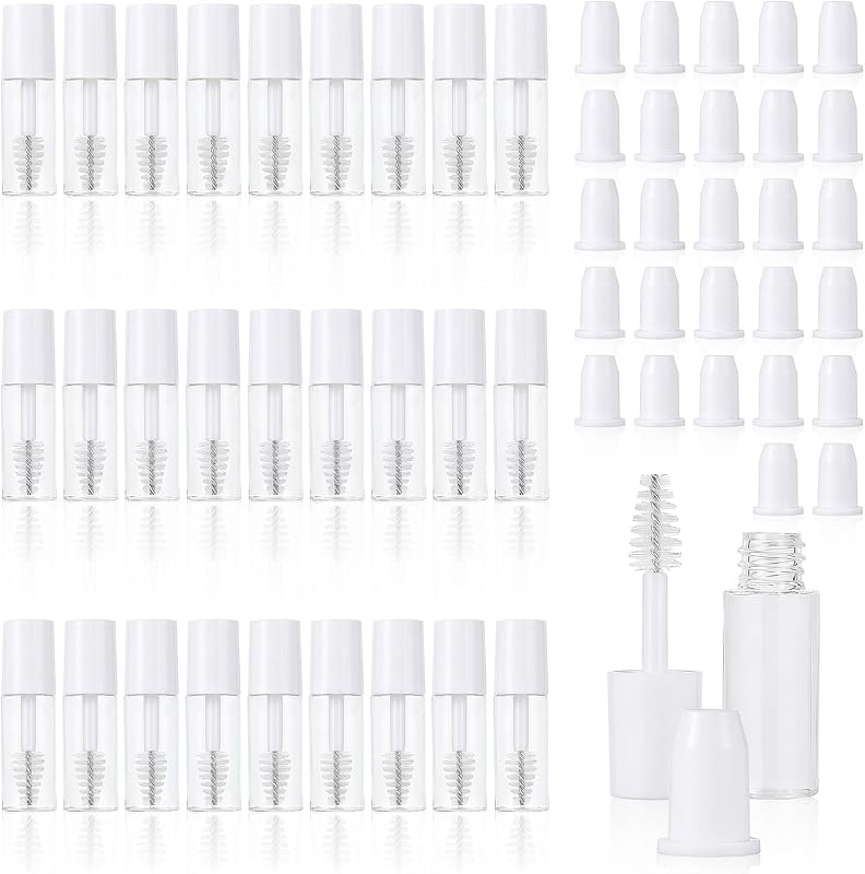 Tucnoeu Conjunto com 27 frascos tipo tubo recarregáveis de 3 mL com escovas para máscara de cílios