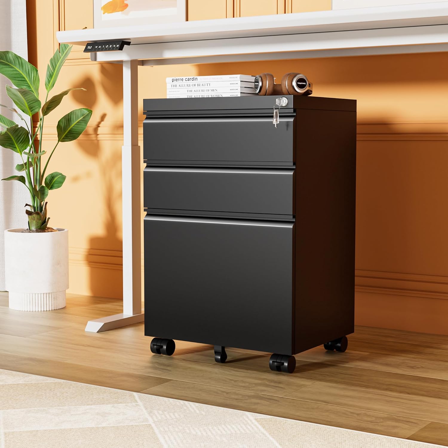 INTERGREAT 3-Drawer Mobile File Cabinet with Lock