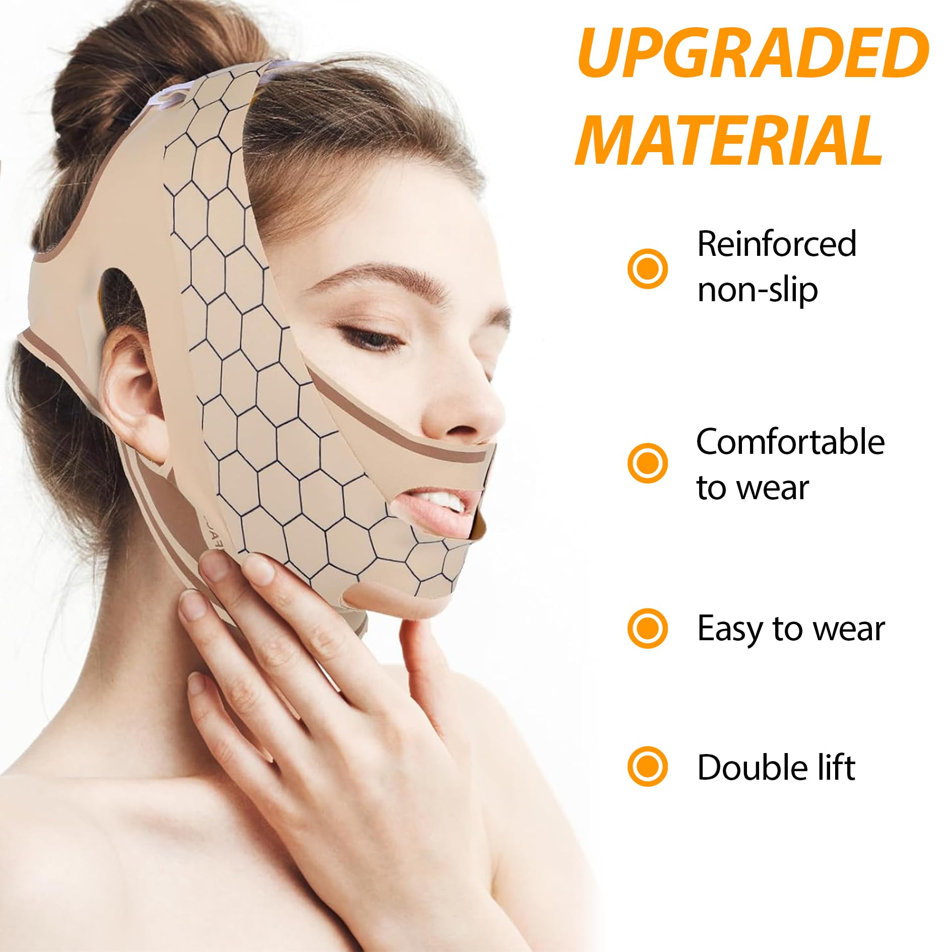 V Line Face Lifting Chin Mask Face Bands Chin Strap for Sleeping Color Double Chin Reducer Jaw Strap for Sleeping 20g Suitable for Female Jaw Exerciser 40 Lifting Patches - Image 2