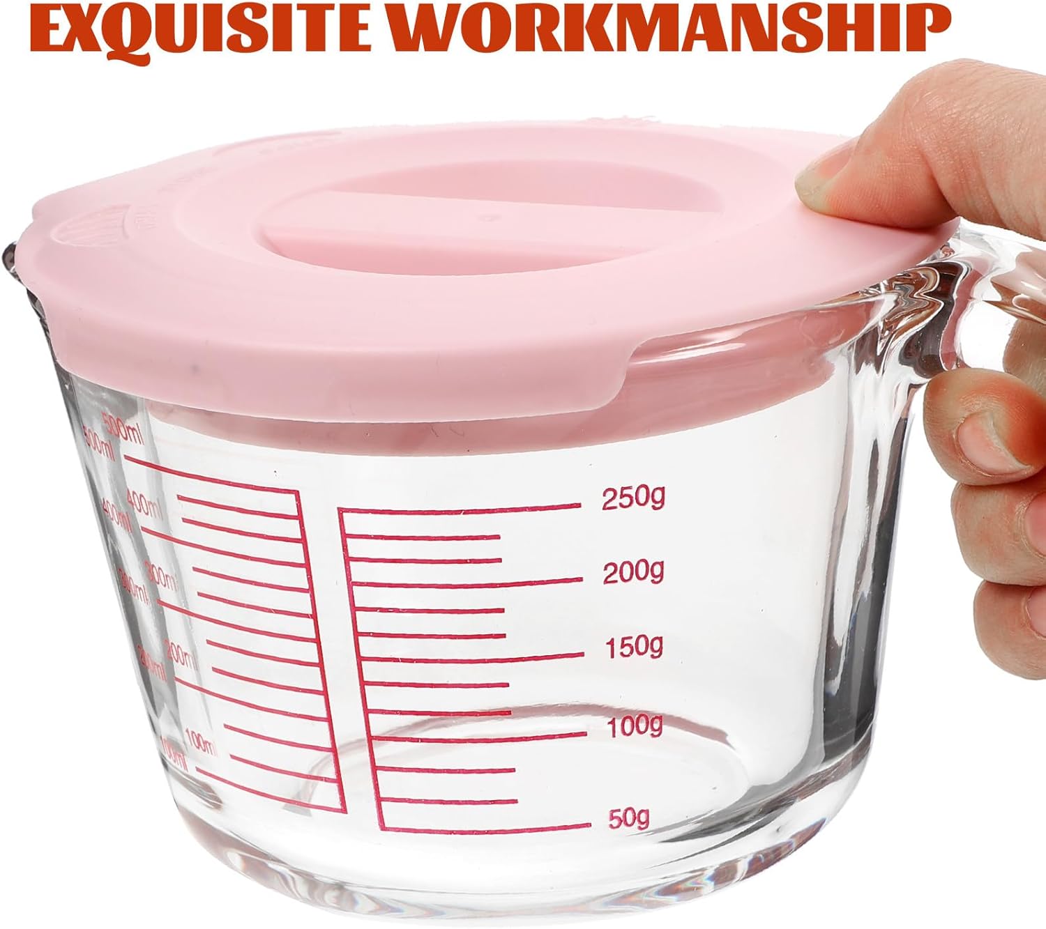 Glass Measuring Cup 500ml Heat-resistant Glass Jug with Lid and Scale for Baking and Milk, Household Multi-function Measuring Tool Random Color Random Style