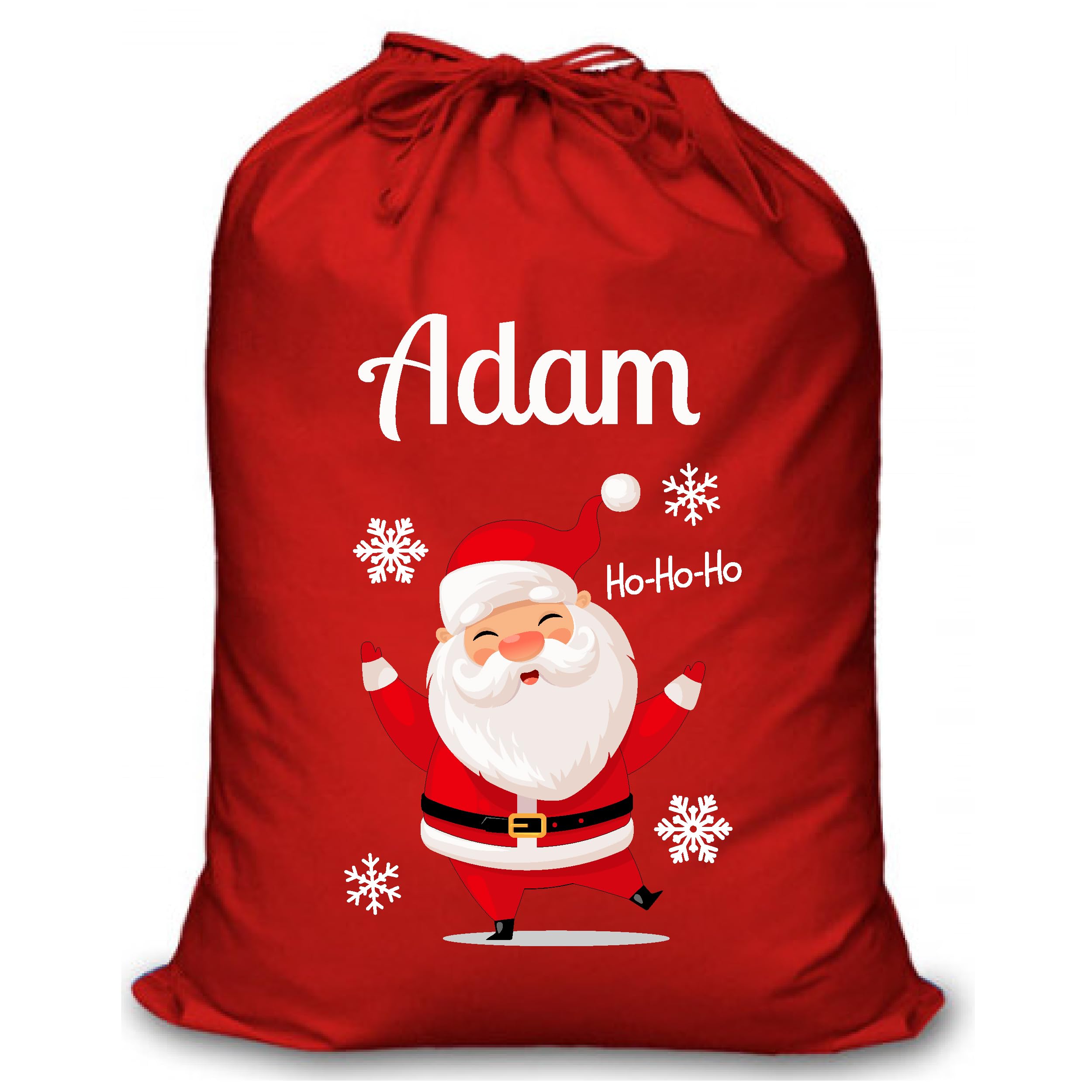 Stickerswall Red Personalised Christmas Santa Reindeer Sack Custom Name Gift Bag For Kids And Adults - Large Reusable Festive Holiday Present Bag