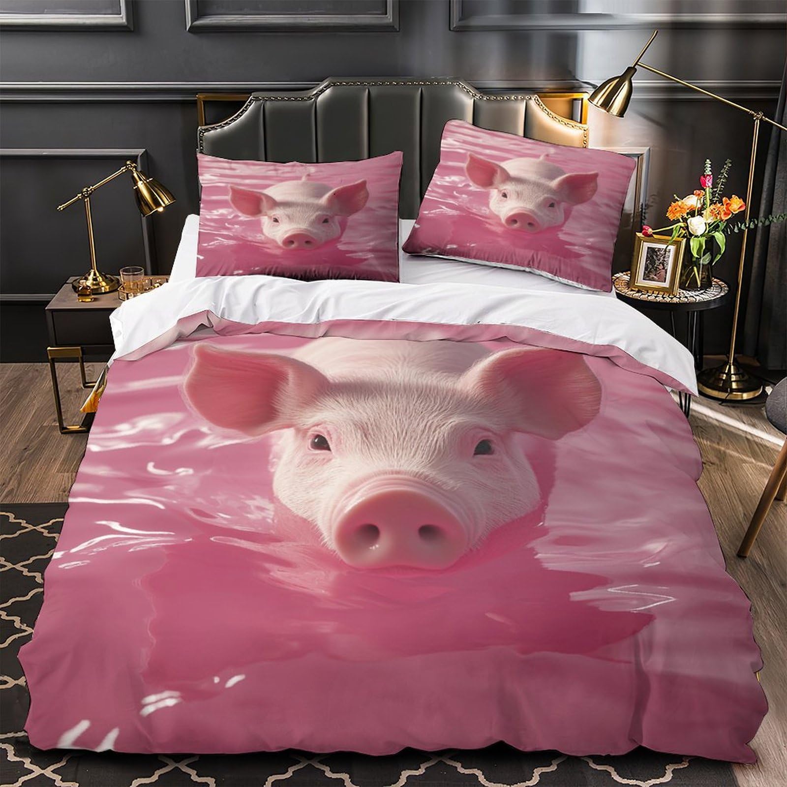 Housse de couette Rose Piglet 135x200 : finis les plis et la décoloration au lavage !