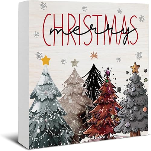 Miniatura 22 de Divertida decoración de Navidad, decoraciones navideñas para interiores, deseos de bastón de caramelo y besos de muérdago, letrero de madera rústico