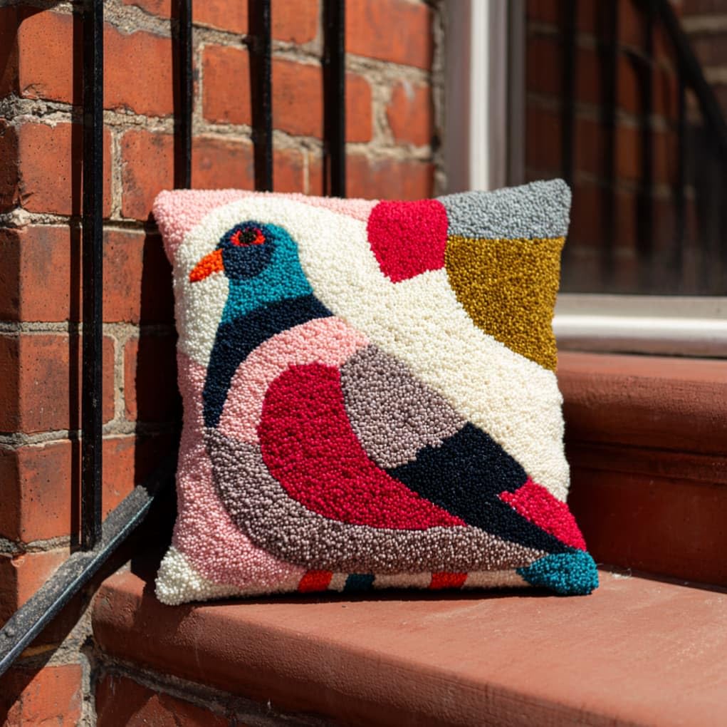 AxiangziK 43x43cm Latch Hook Pillow Craft Kit,Pigeon