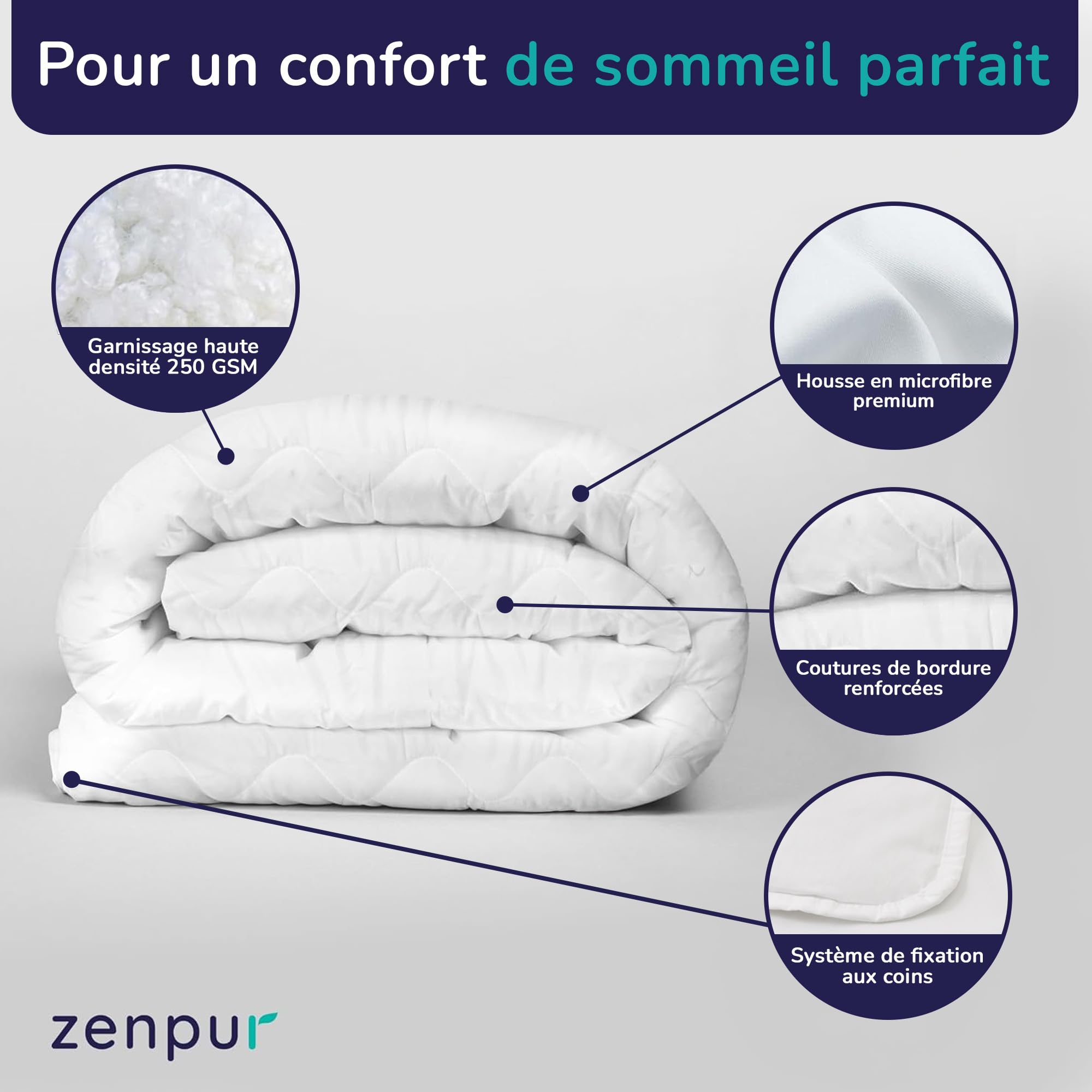 ZenPur Couette pour Enfant 140x200 cm, Fabriqué en UE, Certification Oeko-TEX 100 - Confort et Qualité pour Un Sommeil Sain et Paisible | Douce et légère, cette parure garantit des nuits paisibles avec une qualité de fabrication irréprochable