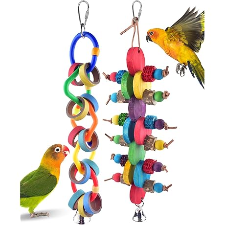 2-Pack Bagel Cascade Bird Parrot Toy for Medium-Sized Birds